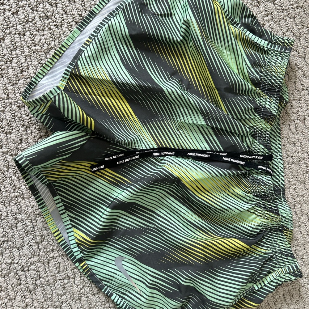 Nike Striped Athletic Shorts - Green and Yellow